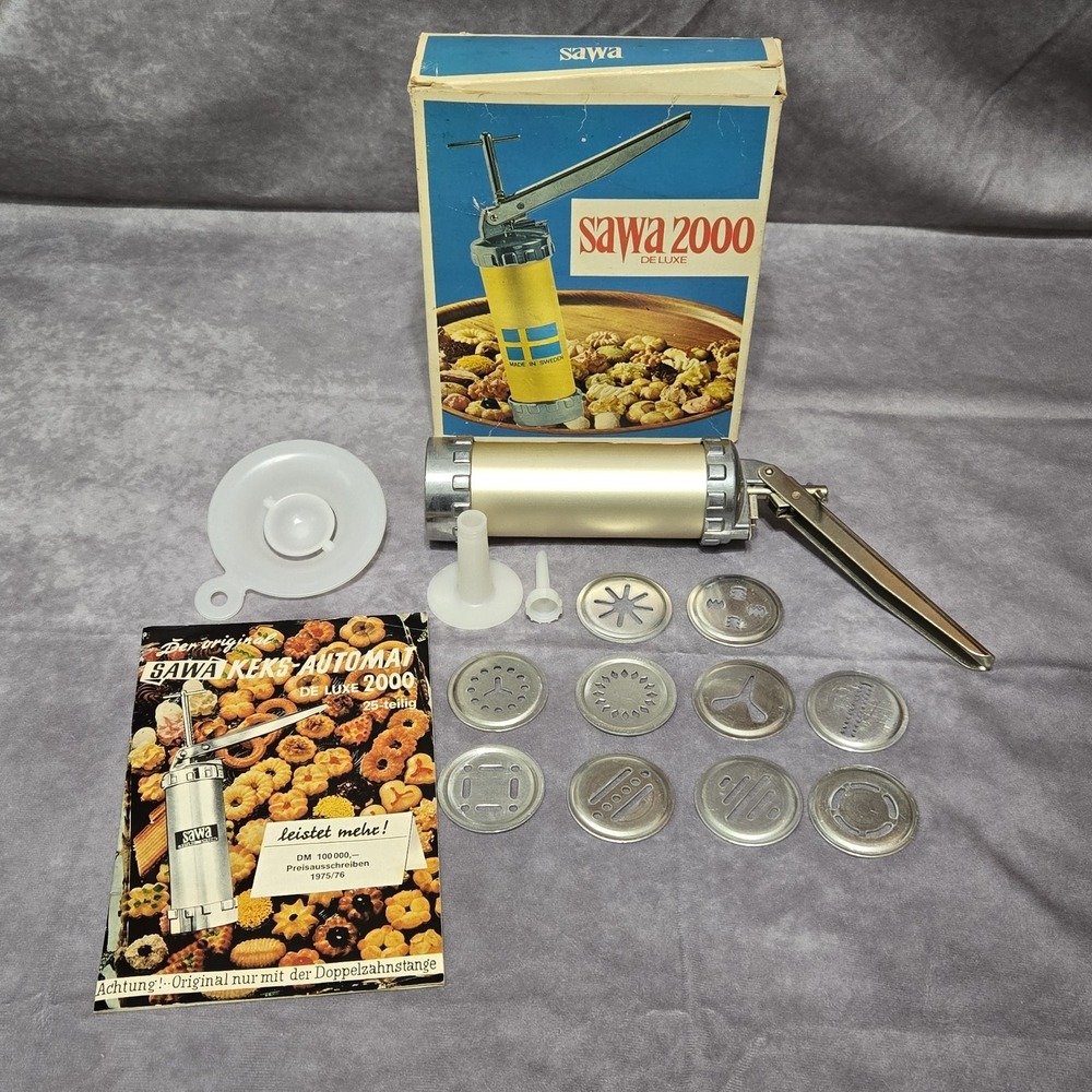 Sawa 2000 Deluxe Cookie Press & Biscuit Maker Made In Sweden Incomplete VTG